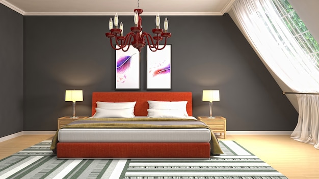 Illustration of the bedroom interior