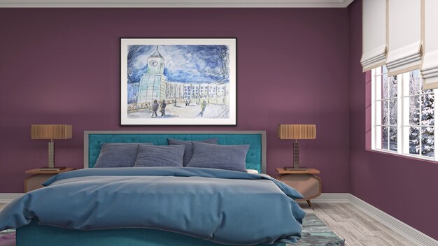 Photo illustration of the bedroom interior