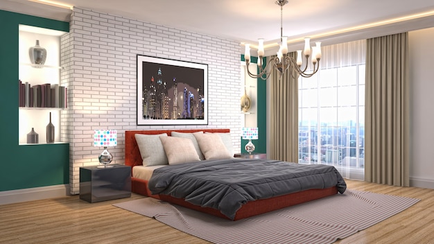 Illustration of the bedroom interior