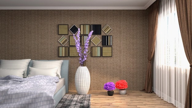 Illustration of the bedroom interior