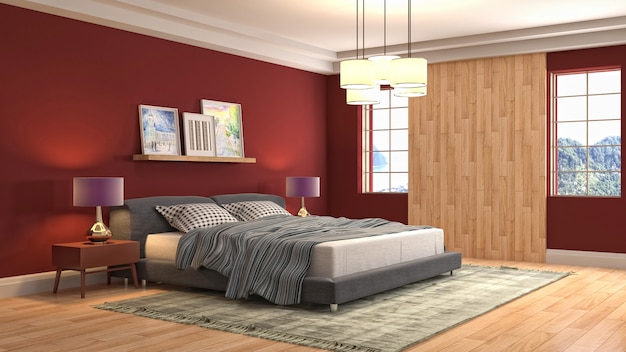 Illustration of the bedroom interior