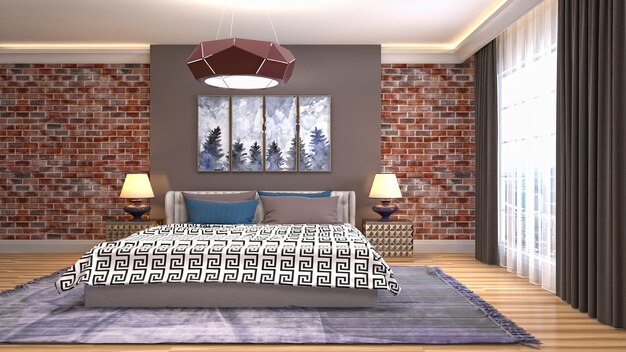 Illustration of the bedroom interior