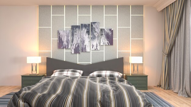 Photo illustration of the bedroom interior