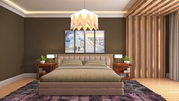 Photo illustration of the bedroom interior