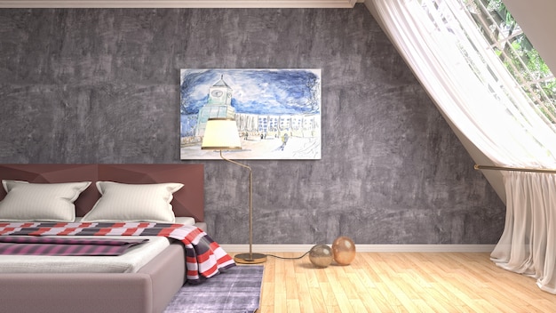 Illustration of the bedroom interior