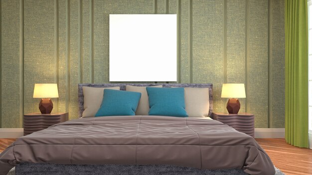 Foto illustrazione dell'interno della camera da letto