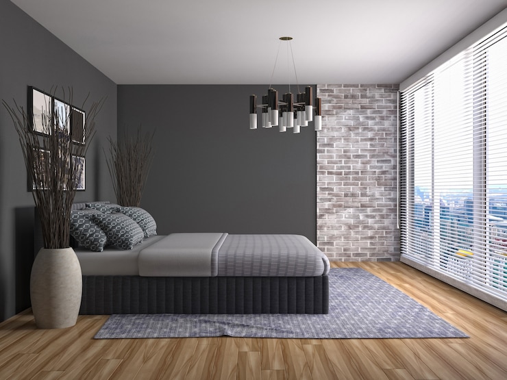 Photo illustration of the bedroom interior