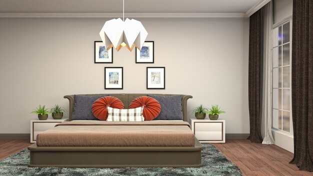 Illustration of the bedroom interior