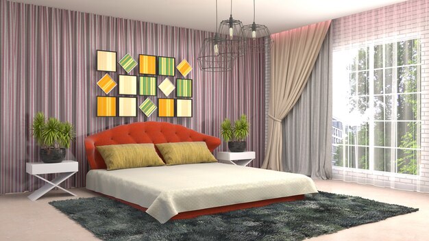 Illustration of the bedroom interior