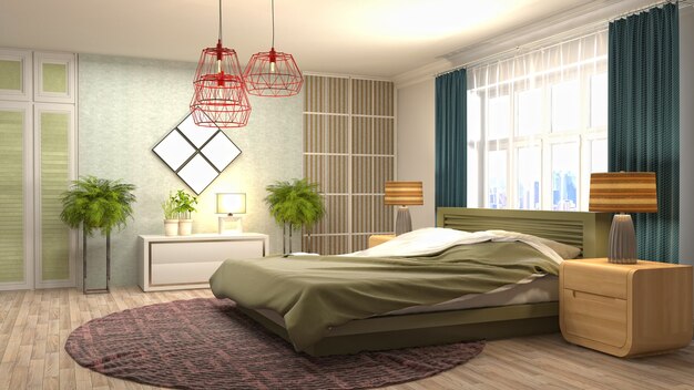 Illustration of the bedroom interior