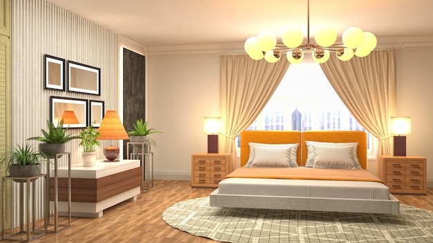 Illustration of the bedroom interior