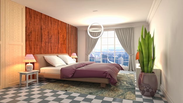 Illustration of the bedroom interior