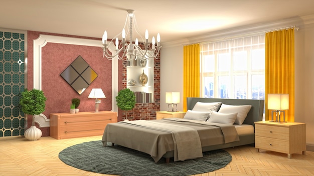 Illustration of the bedroom interior