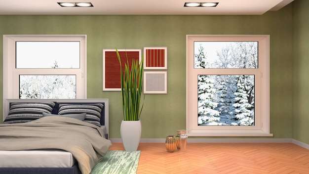 Illustration of the bedroom interior