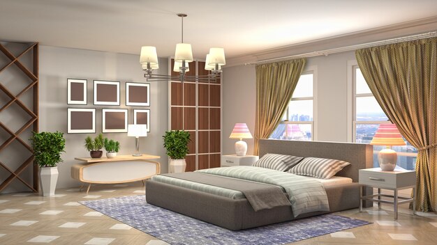 Illustration of the bedroom interior