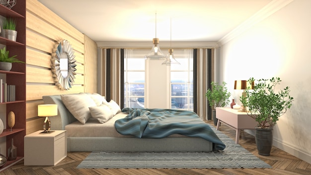 Illustration of the bedroom interior