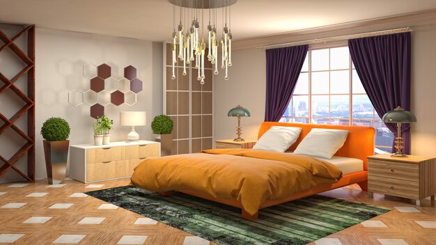 Illustration of the bedroom interior