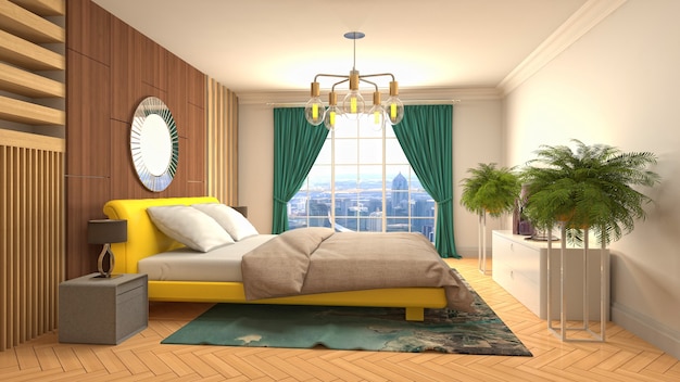 Illustration of the bedroom interior