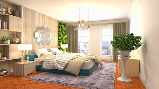 Illustration of the bedroom interior