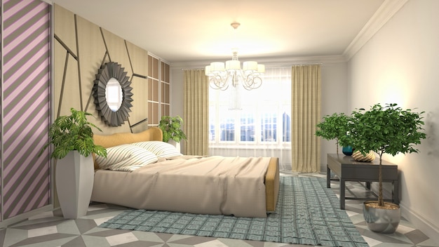 Illustration of the bedroom interior