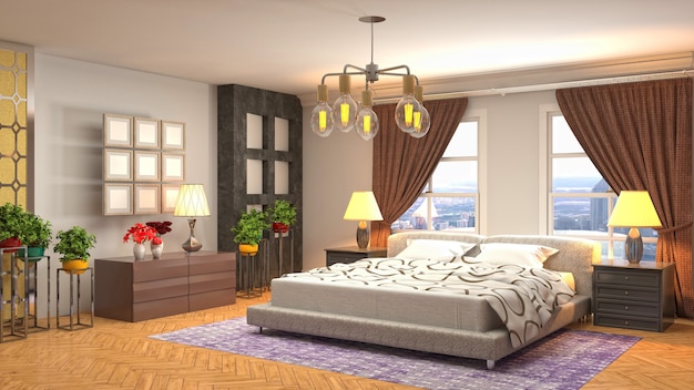 Illustration of the bedroom interior