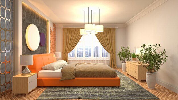 Illustration of the bedroom interior