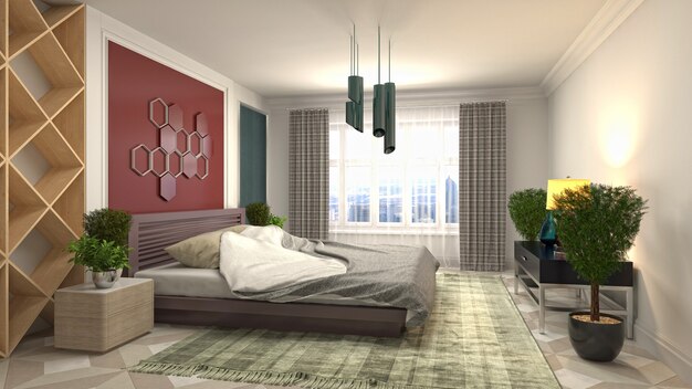 Illustration of the bedroom interior