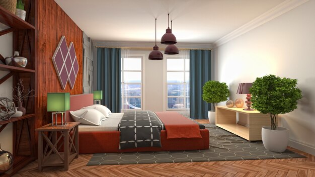 Illustration of the bedroom interior