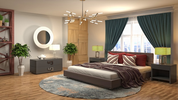 Illustration of the bedroom interior