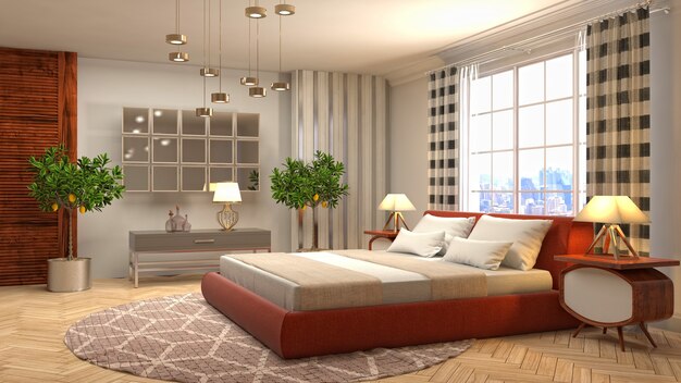 Illustration of the bedroom interior