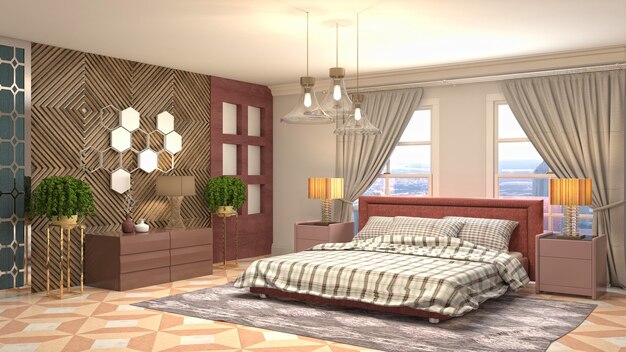 Illustration of the bedroom interior