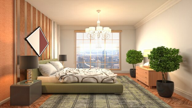 Illustration of the bedroom interior