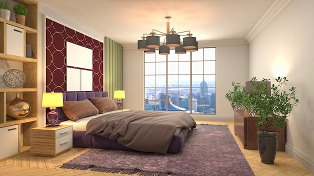 Illustration of the bedroom interior