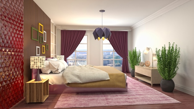 Illustration of the bedroom interior