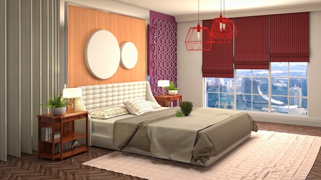 Illustration of the bedroom interior