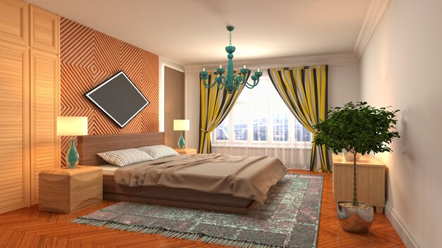 Illustration of the bedroom interior