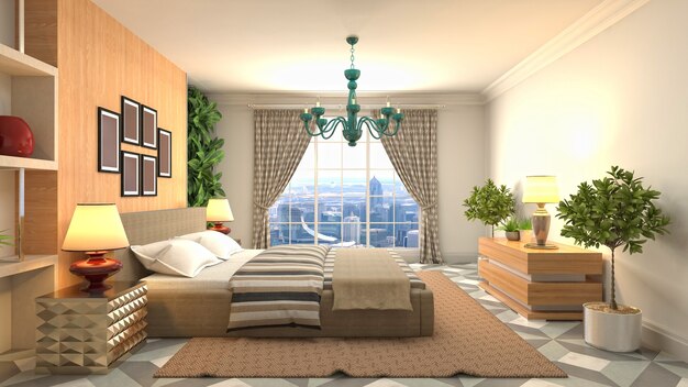 Illustration of the bedroom interior