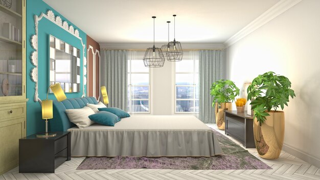 Illustration of the bedroom interior