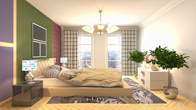 Illustration of the bedroom interior