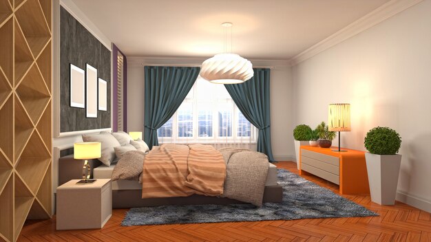 Illustration of the bedroom interior