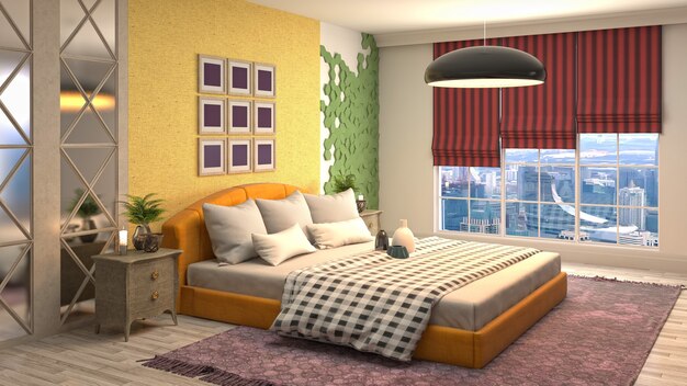 Illustration of the bedroom interior