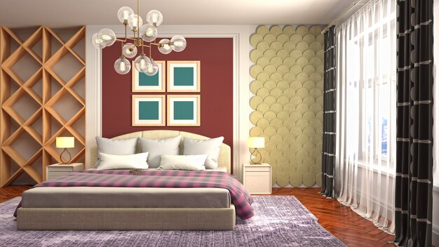 Illustration of the bedroom interior