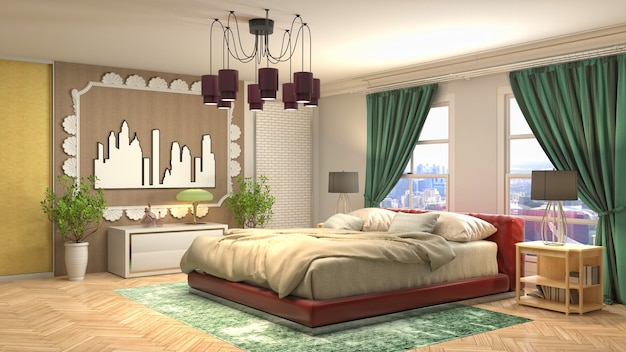 Illustration of the bedroom interior