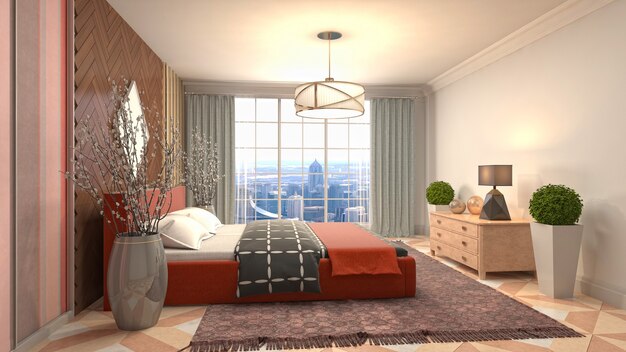 Illustration of the bedroom interior