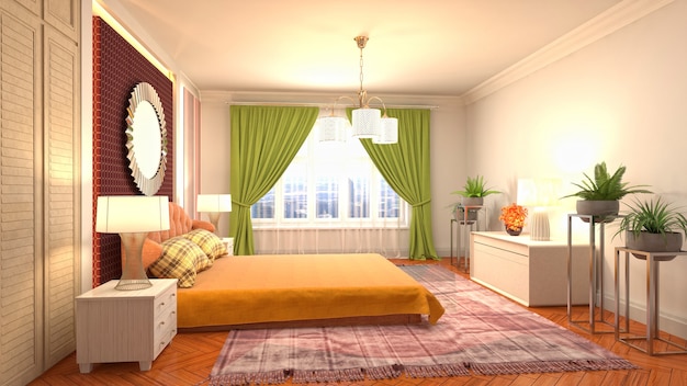 Illustration of the bedroom interior