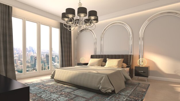 Photo illustration of the bedroom interior