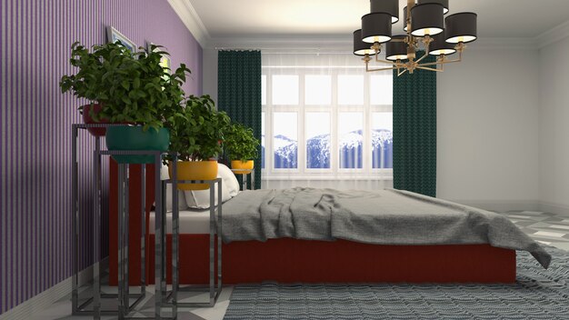 Illustration of the bedroom interior