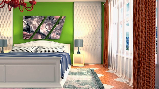 Illustration of the bedroom interior