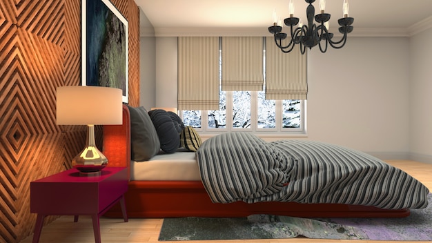 Illustration of the bedroom interior