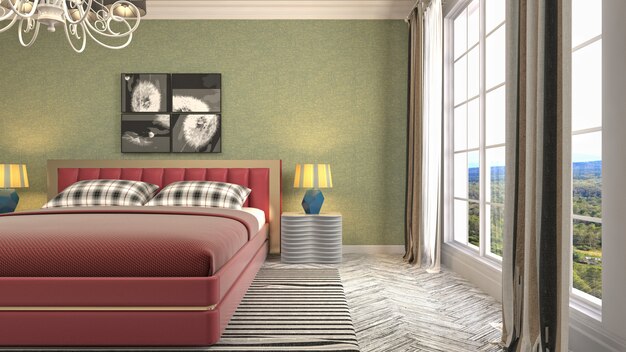 Photo illustration of the bedroom interior